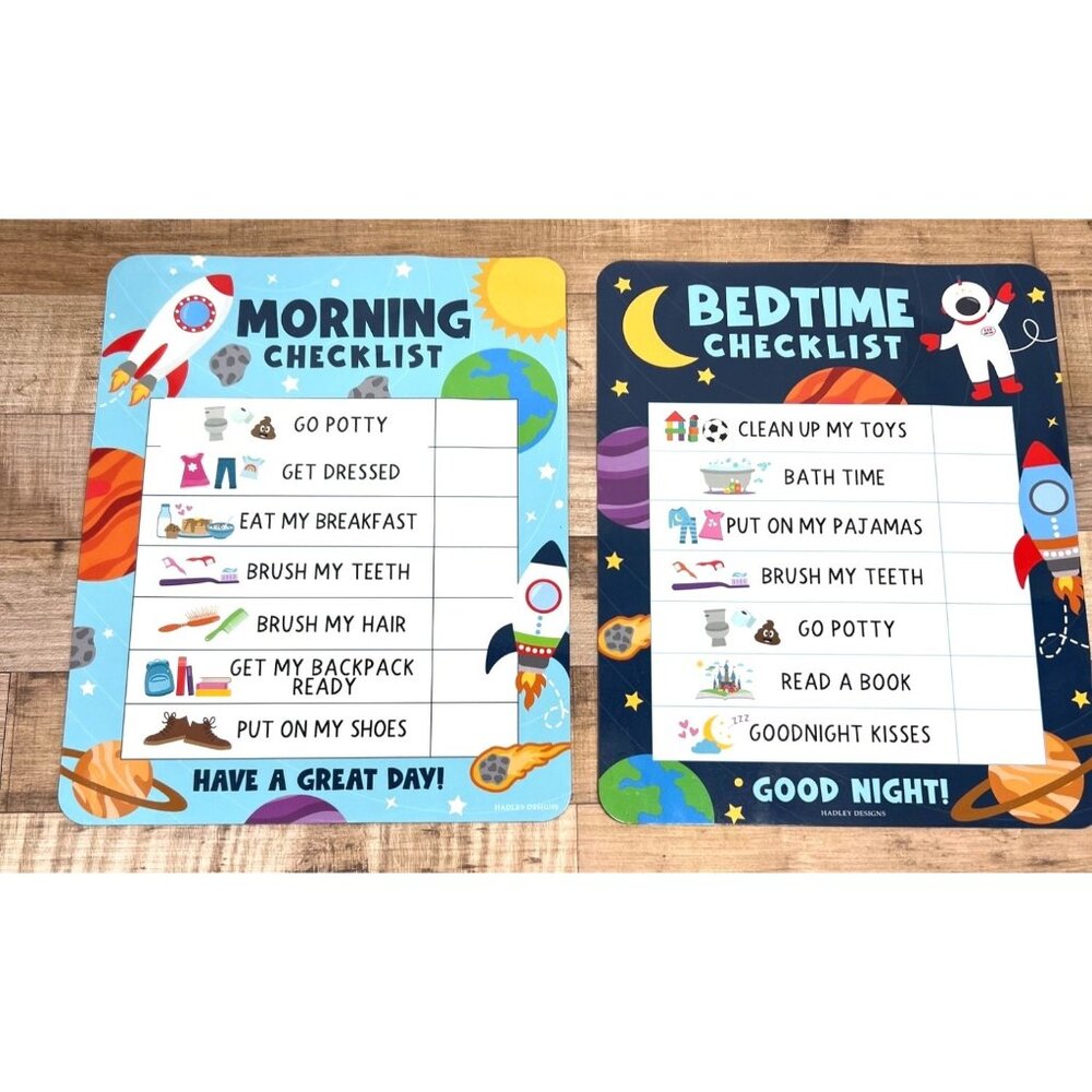 Morning & Bedtime Magnetic  Checklist Boards For Kids - Laminated